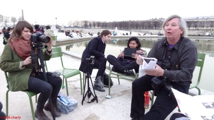 Hard at work - filming Bobby. Picture by Charles Abbatucci.