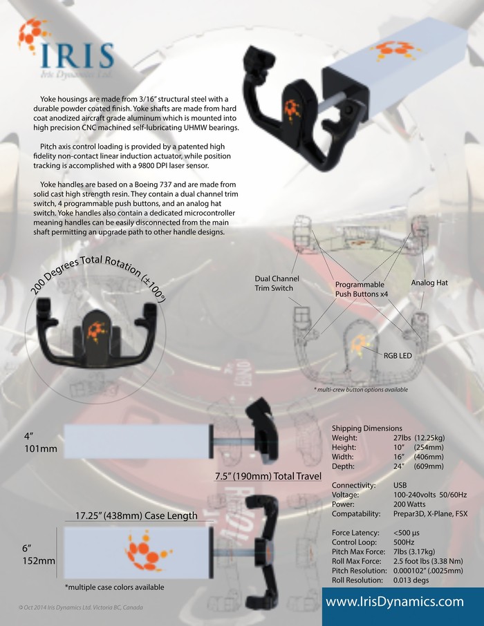 Affordable Force Feedback Flight Sim Control Yoke by Iris Dynamics Ltd