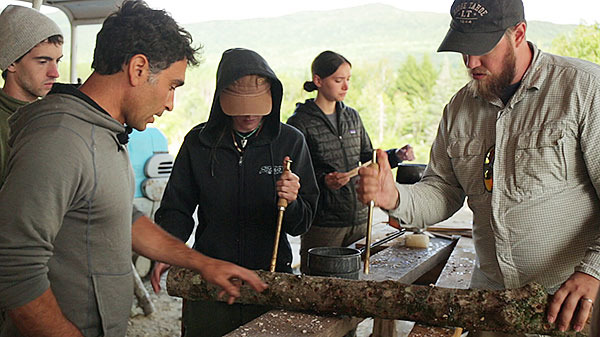 Ben Falk teaching mushroom inoculation.