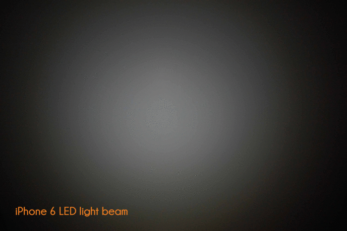 Comparison of Bikelops light beam with standard iPhone LED light beam