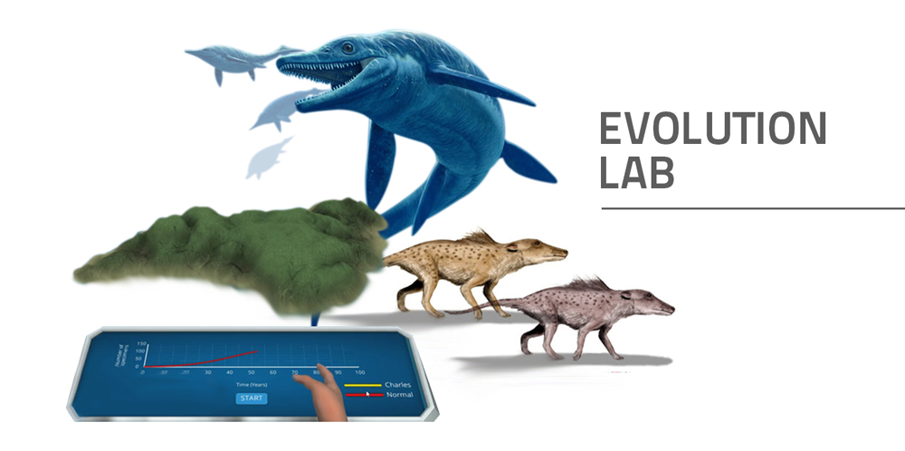 包括古代生物、山脉和人口随时间变化的样本图的装饰图像。