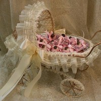 Metal Baby Carriage with Chocolate Baby D�cor