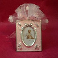 Pink Enamel Baby Picture Frame