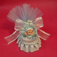 Capo Dimonte Blue Baby Carriage with Tule and D�co