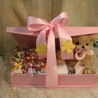 Leather Box with Teddy Bear and Chocolate