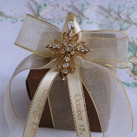 Brown embossed  box with crystal  cross mixed colors