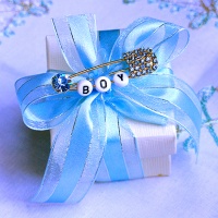 White embossed box  diamond safety pin Available pink blue white