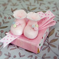 Square chocolate  with baby shoes