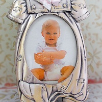 Pewter baby romper shaped frame