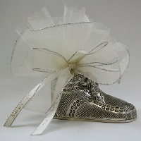 Silver bootie wrapped  with organza tulle