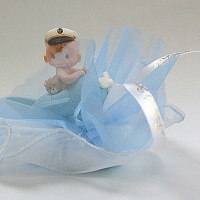 Resin airplane with  baby, blue or yellow