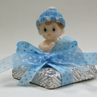 Baby on wrapped chocolate, pink or toy $2.75