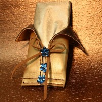 Gold Leather Jacket with Oblong Chocolate 
