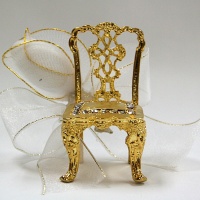 Gold chair place card holder, diamonds. Many colors.