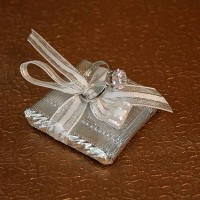 Square Silver Chocolate with Diamond Ring 