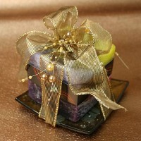 Square Multicolor Candle with Glass Plate 