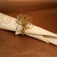 Napkin with Gold Napkin Holder 
