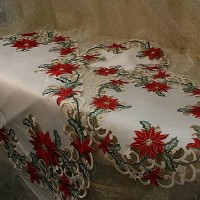 Christmas Poinsettia Table Cloth 