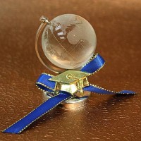 Glass Globe Paperweight with Graduation Cap and Diploma 