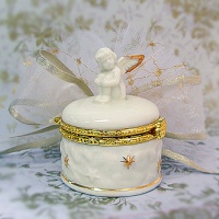 Ivory porcelain  box  with angel