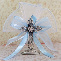 Pewter cross with diamonds