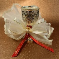 Silver-Plated Miniture Liqour Cup with Tie Tack Cross 