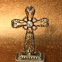 Multistoned Pewter Standing Cross  
