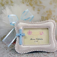 Pewter frame with blue diamonds
