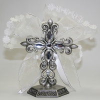 Brown embossed box  crystal cross mixed colors