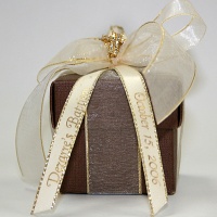 Small brown box with cross pin on top