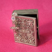 Pewter Jewelrey Box with Cross and Rosary  