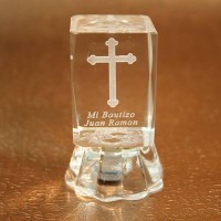 Custom Message Cross Crystal with Light 