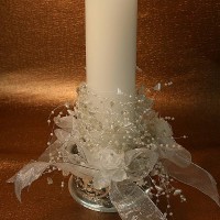 White Decorated Candle with Beads 
