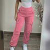 Multi-Pocket Monochrome Elastic Waist Tether Overalls - Image 2