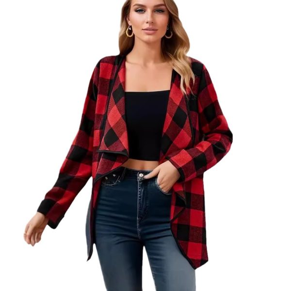 Women's Fashion Plaid Contrast Color Coat - Image 6