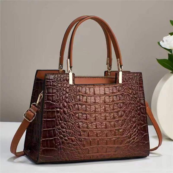 Women's Fashion Casual Crocodile Pattern Large Capacity Handbag - Image 4