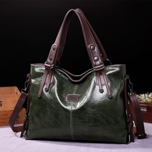 Retro Fashion Tote Casual Soft Leather Shoulder Crossbody Large Capacity Women's Bag - Image 9