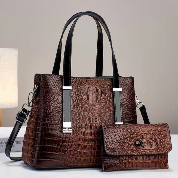 Women's Fashion Crocodile Pattern Large Capacity Combination Bags - Image 2