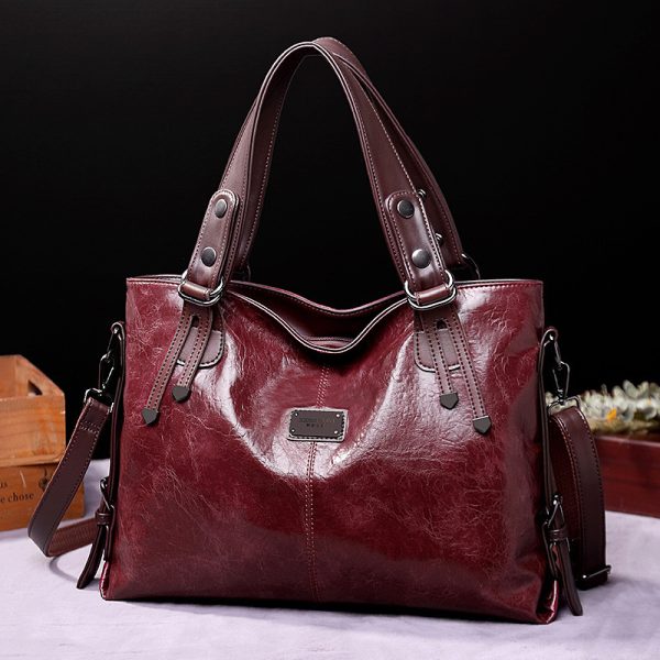 Retro Fashion Tote Casual Soft Leather Shoulder Crossbody Large Capacity Women's Bag - Image 6