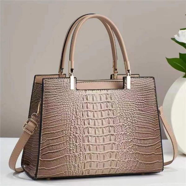 Women's Fashion Casual Crocodile Pattern Large Capacity Handbag - Image 3