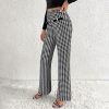 Faux Pocket Fastener Decoration Straight Wide Leg Pants Trousers - Image 3