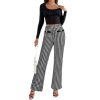 Faux Pocket Fastener Decoration Straight Wide Leg Pants Trousers - Image 5