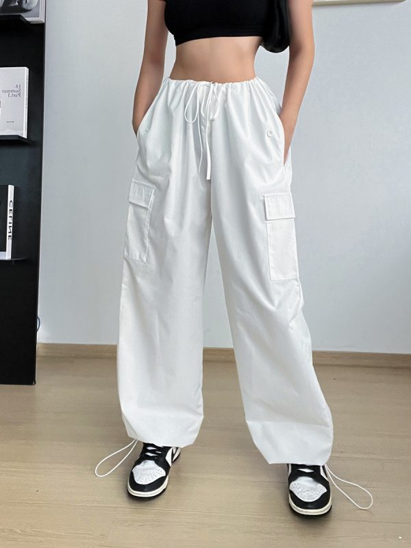 Autumn High-waisted Casual Pants European And American Women's Wide Legs Loose Large Size String Straight Leg Cargo Pants - Image 5