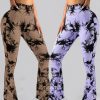 2 Pack Tie Dyed High Waisted Flared Butt-lifting Fitness Sports Women's Yoga Bell-bottom Pants, Workout Leggings For Women, Gym Scrunch Butt Butt Lifting Seamless Leggings - Image 6