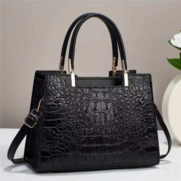 Women's Fashion Casual Crocodile Pattern Large Capacity Handbag - Image 2