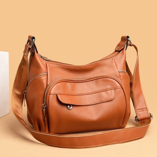 First Layer Cowhide Messenger Bag Women's Versatile Large Capacity Shoulder Bag - Image 2