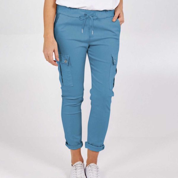 Casual Cargo Pants With Pockets Solid Color Drawstring Waist Pencil Trousers For Women - Image 7