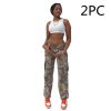 New Fashion Leaf Print Tooling Straight Loose Trousers - Image 5