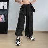 Autumn High-waisted Casual Pants European And American Women's Wide Legs Loose Large Size String Straight Leg Cargo Pants - Image 2