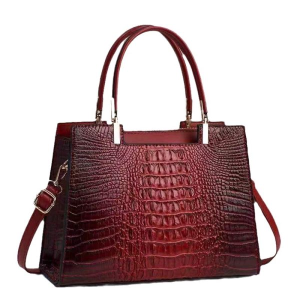 Women's Fashion Casual Crocodile Pattern Large Capacity Handbag - Image 5